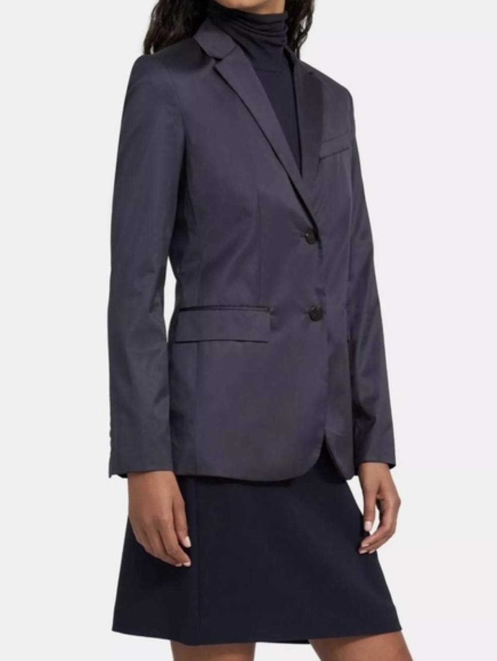 Theory Navy Classic Blazer Cotton Chintz